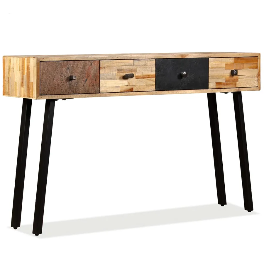 Table console Teck massif de récupération 120 x 30 x 76 cm - 12