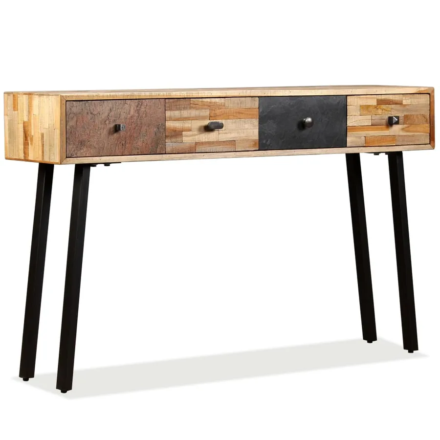 Table console Teck massif de récupération 120 x 30 x 76 cm - 14