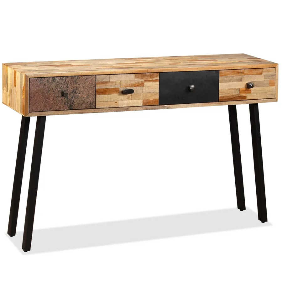 Table console Teck massif de récupération 120 x 30 x 76 cm - 2