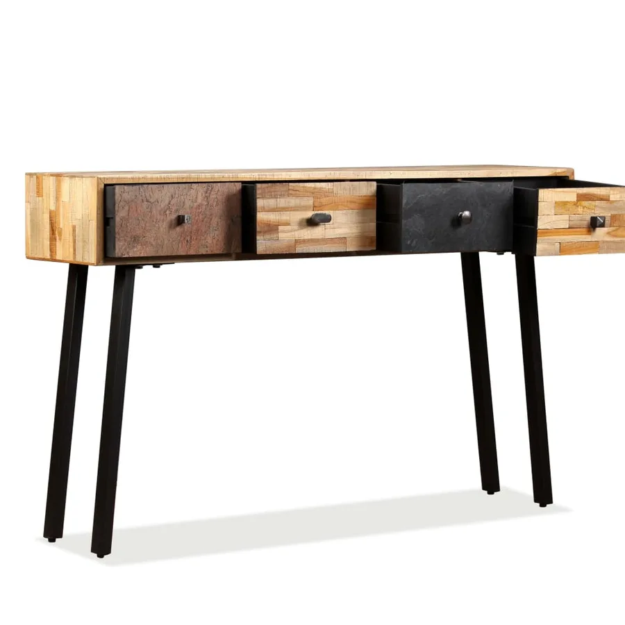 Table console Teck massif de récupération 120 x 30 x 76 cm - 5