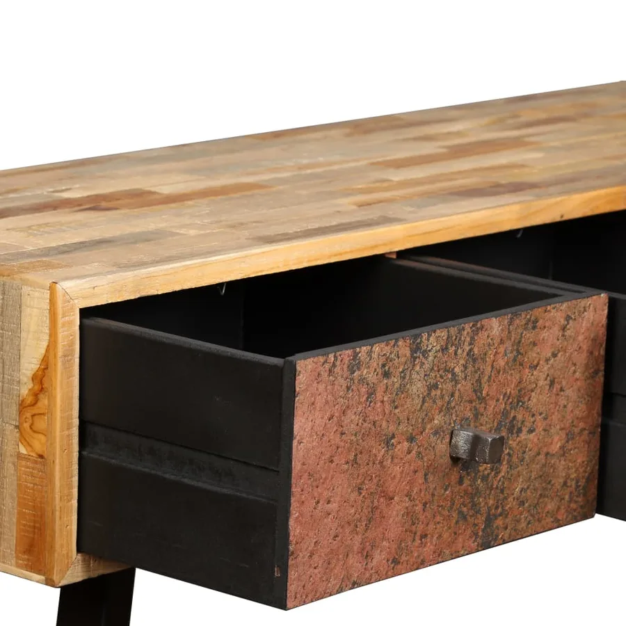 Table console Teck massif de récupération 120 x 30 x 76 cm - 9