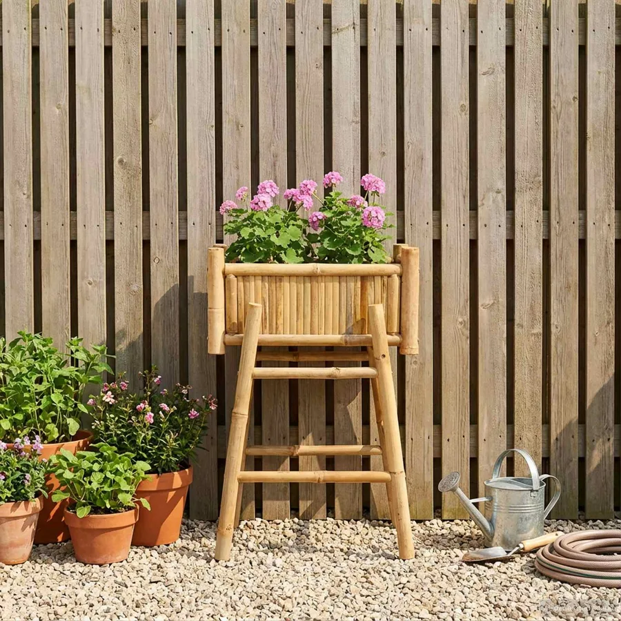 Jardinière avec support Naturel 50 x 38 x 74 cm Bambou - 3