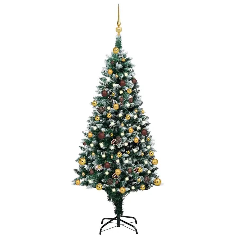 Arbre de Noël artificiel avec LED/boules pommes de pin 150cm