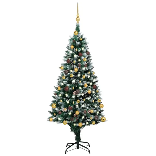 Arbre de Noël artificiel avec LED/boules pommes de pin 150cm