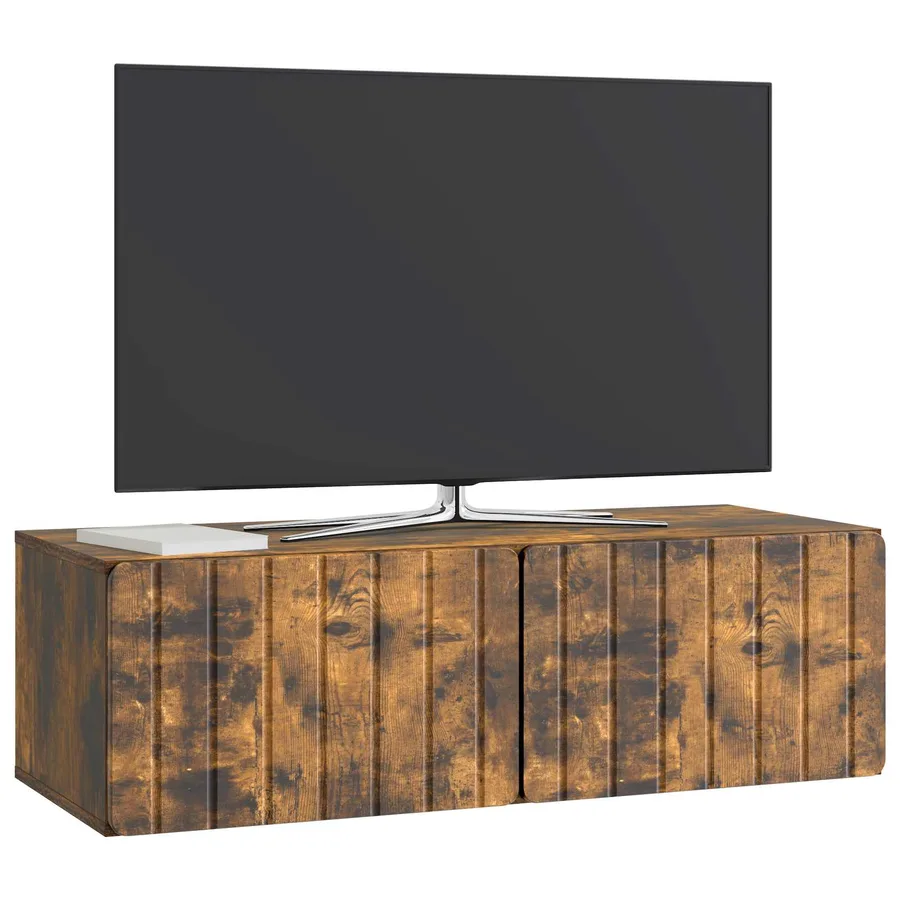 Meuble TV mural 98 x 41 x 30 cm Chêne fumé Bois d'ingénierie - 3