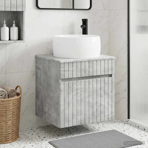 Meuble de lavabo mural Gris béton 49 x 44,5 x 66 cm