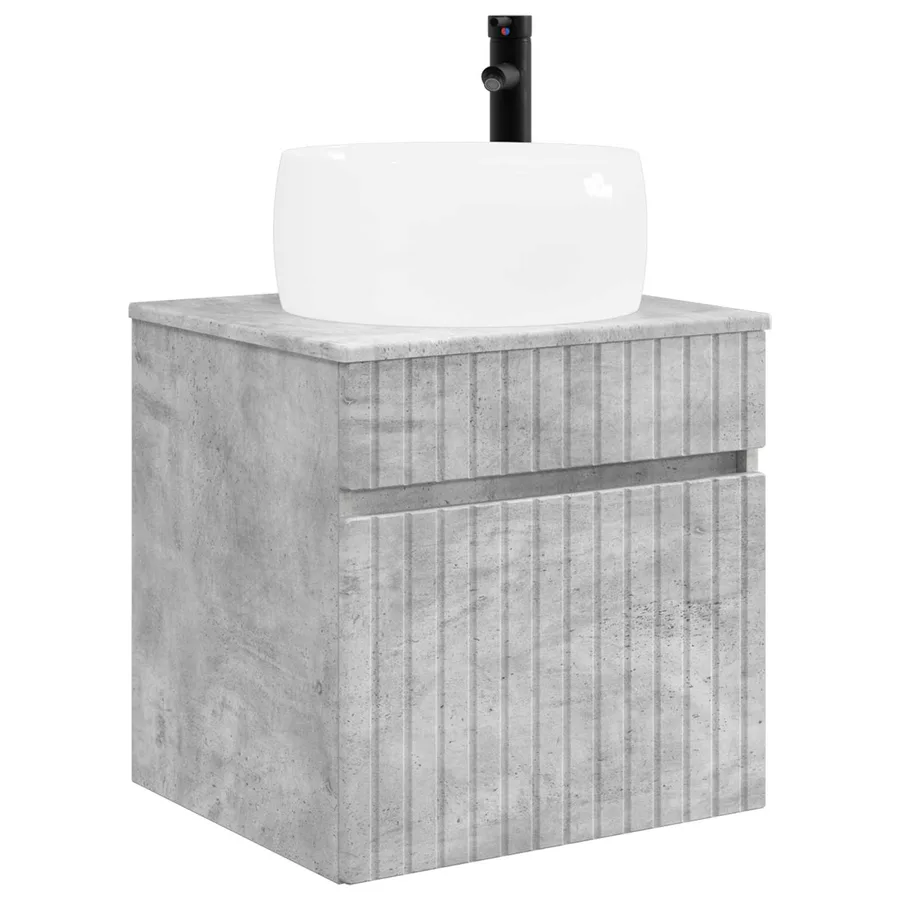 Meuble de lavabo mural Gris béton 49 x 44,5 x 66 cm - 2