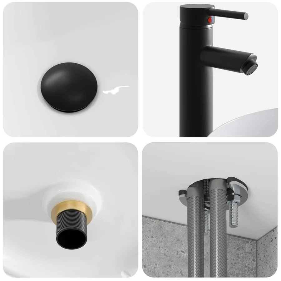 Meuble de lavabo mural Gris béton 49 x 44,5 x 66 cm - 6
