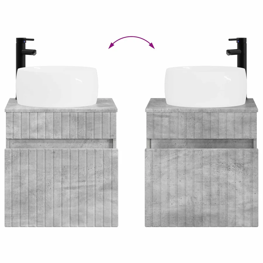 Meuble de lavabo mural Gris béton 49 x 44,5 x 66 cm - 7