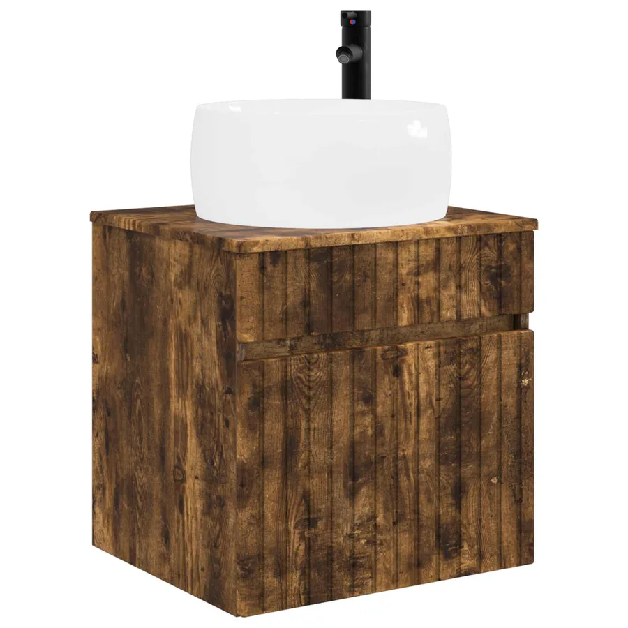 Meuble de lavabo mural Chêne fumé 49 x 44,5 x 66 cm - 2