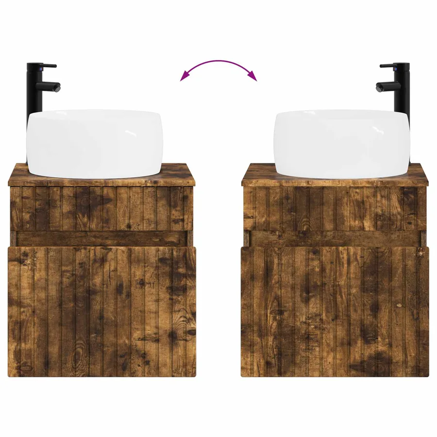 Meuble de lavabo mural Chêne fumé 49 x 44,5 x 66 cm - 7