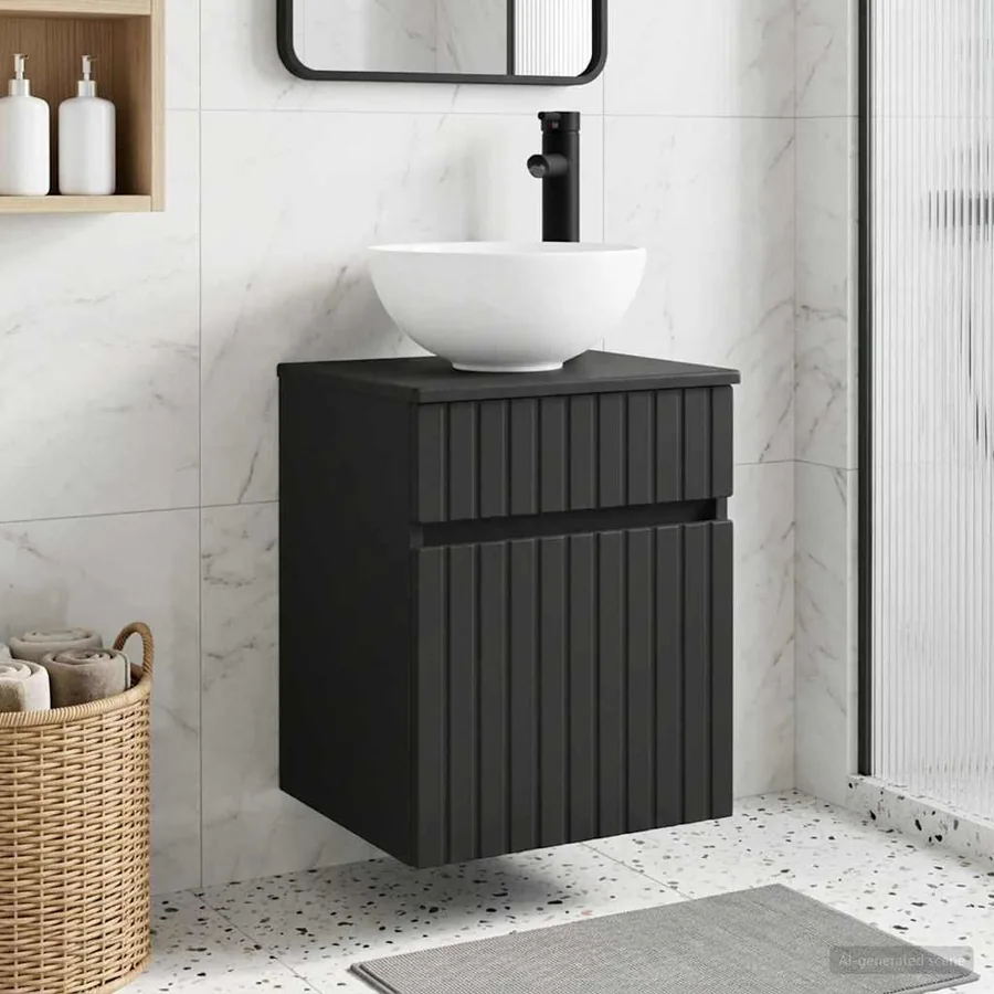 Meuble de lavabo mural Noir 39 x 41 x 64,5 cm Bois d'ingénierie