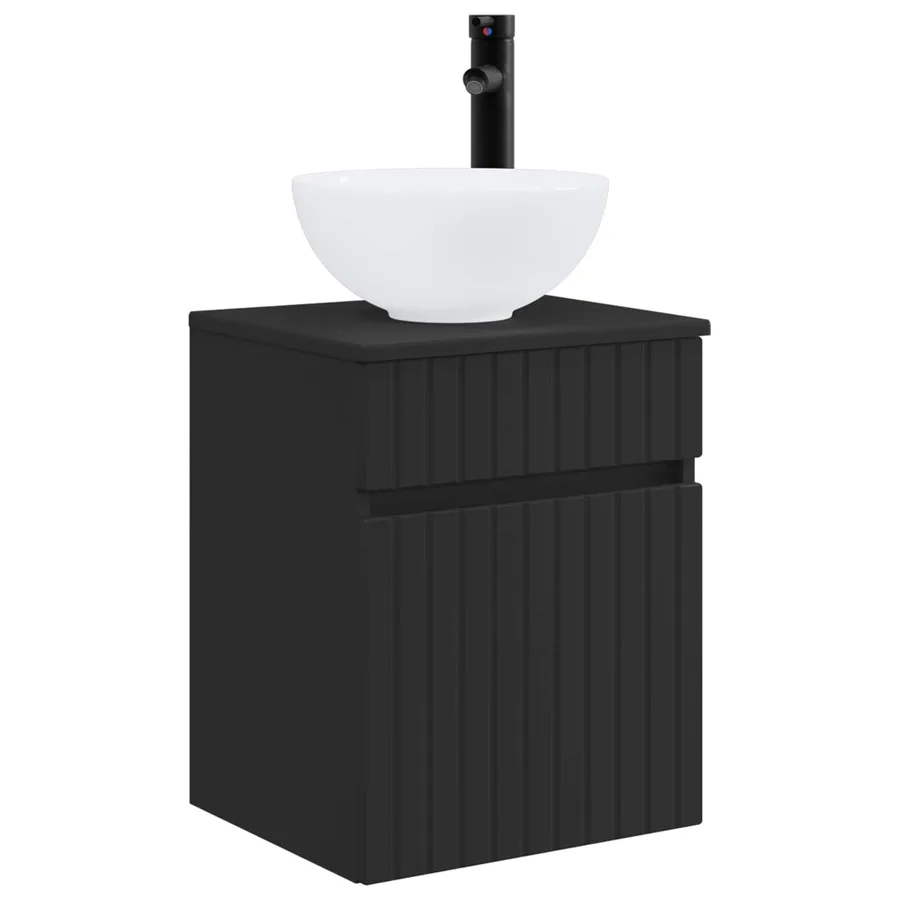 Meuble de lavabo mural Noir 39 x 41 x 64,5 cm Bois d'ingénierie - 2