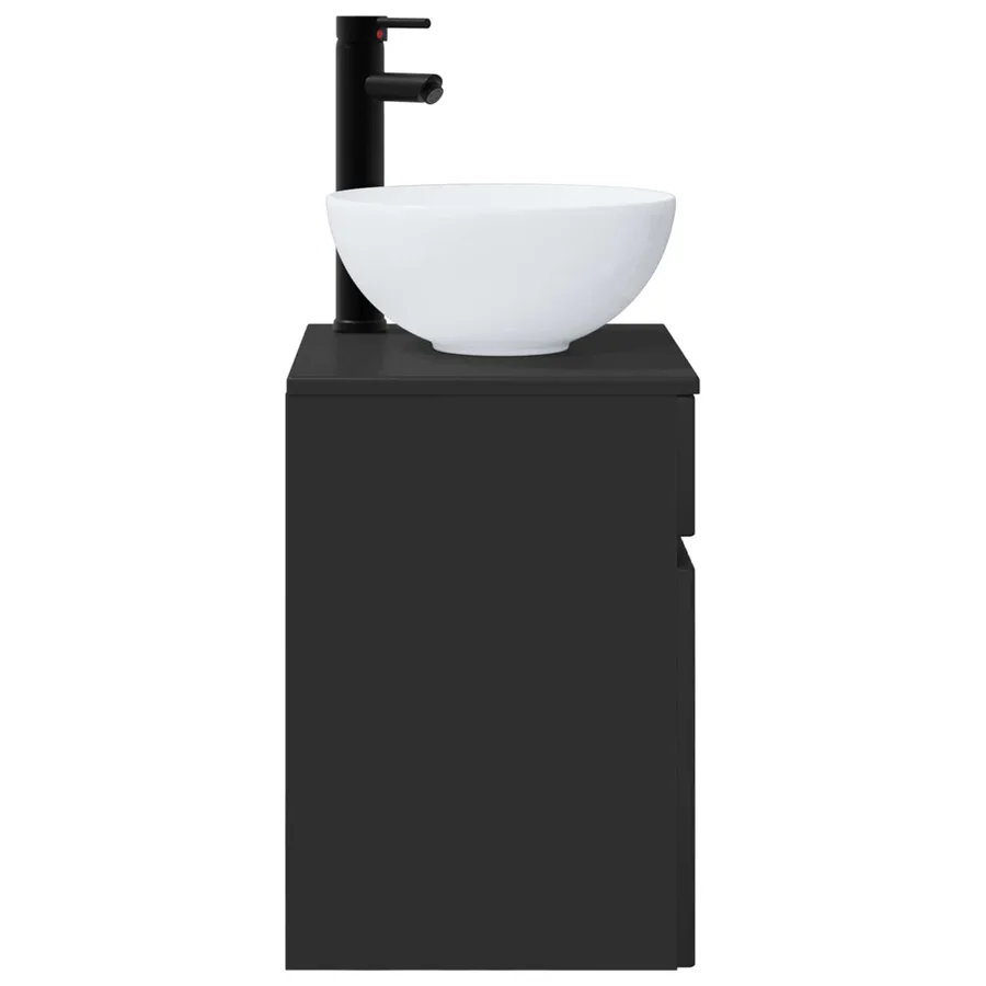 Meuble de lavabo mural Noir 39 x 41 x 64,5 cm Bois d'ingénierie - 3
