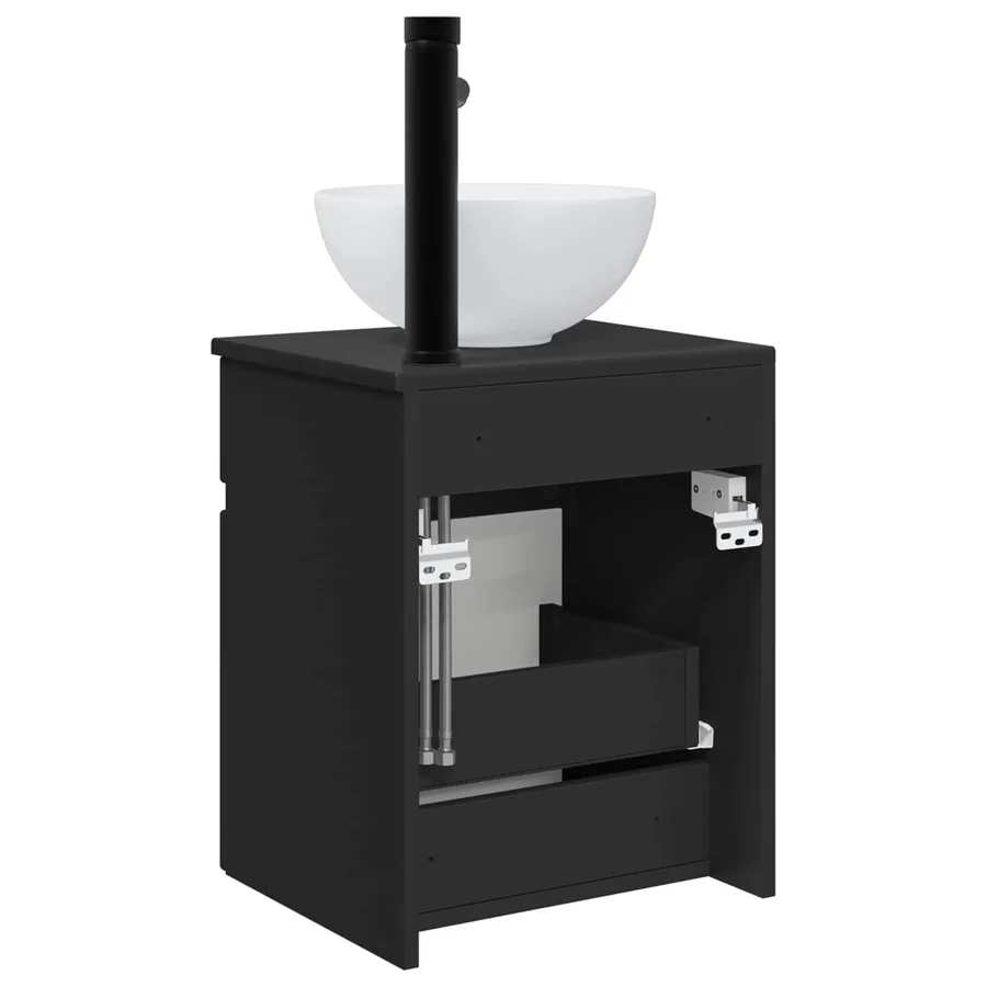 Meuble de lavabo mural Noir 39 x 41 x 64,5 cm Bois d'ingénierie - 4
