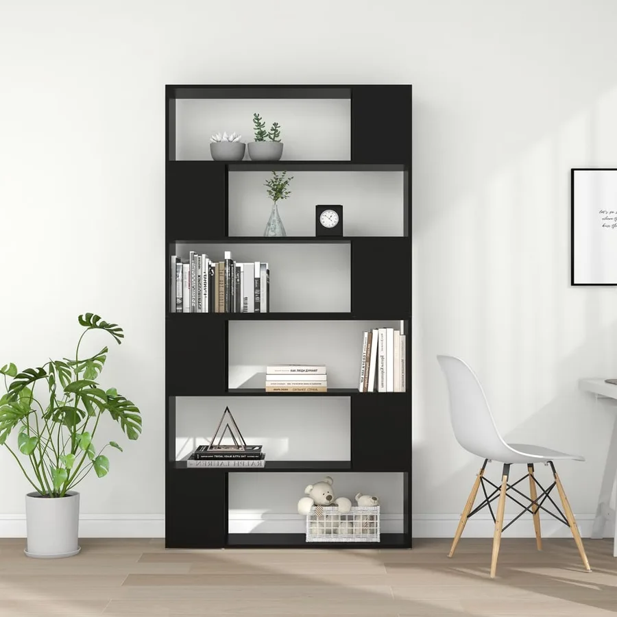 Bibliothèque/Séparateur de pièce Noir 100x24x188 cm - 3