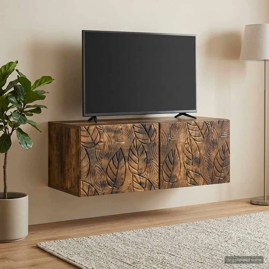 Meuble TV mural 98 x 41 x 30 cm Chêne fumé Bois d'ingénierie - 3