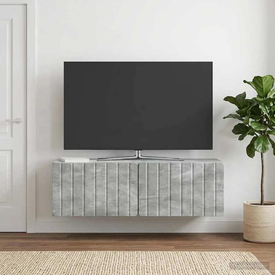 Meuble TV mural 98 x 31 x 30 cm Gris béton Bois d'ingénierie