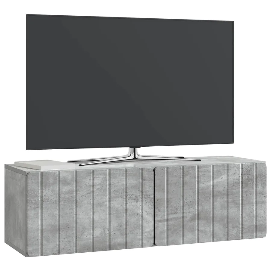 Meuble TV mural 98 x 31 x 30 cm Gris béton Bois d'ingénierie - 3