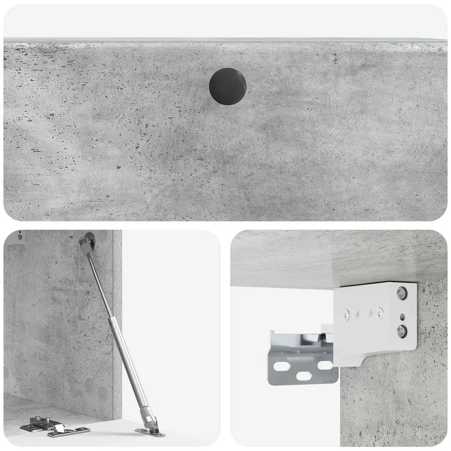 Meuble TV mural 78,5 x 31 x 30 cm Gris béton Bois d'ingénierie - 9