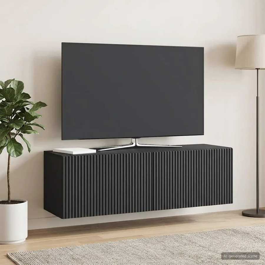 Meuble TV mural Noir 98 x 31 x 30 cm Bois d'ingénierie