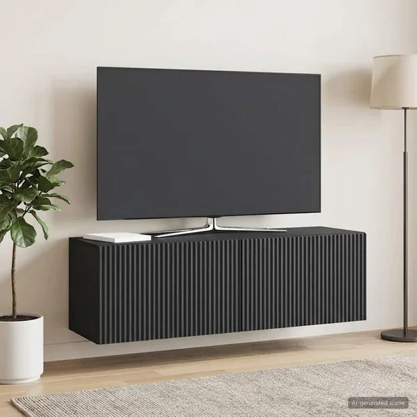 Meuble TV mural Noir 98 x 31 x 30 cm Bois d'ingénierie