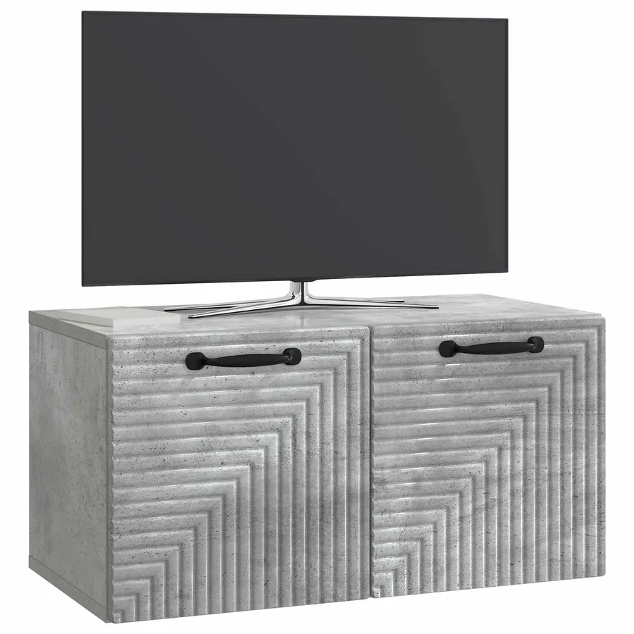 Meuble TV mural Gris béton 59,5 x 31 x 30 cm Bois d'ingénierie - 3