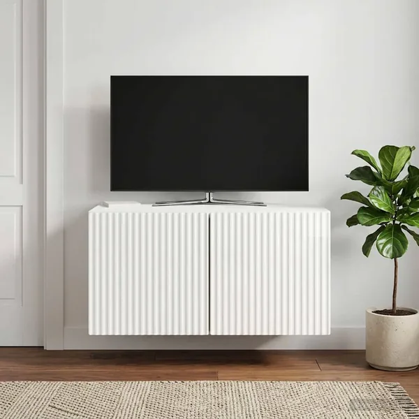 Meuble TV mural Montage mural Blanc brillant 59,5 x 41 x 30 cm