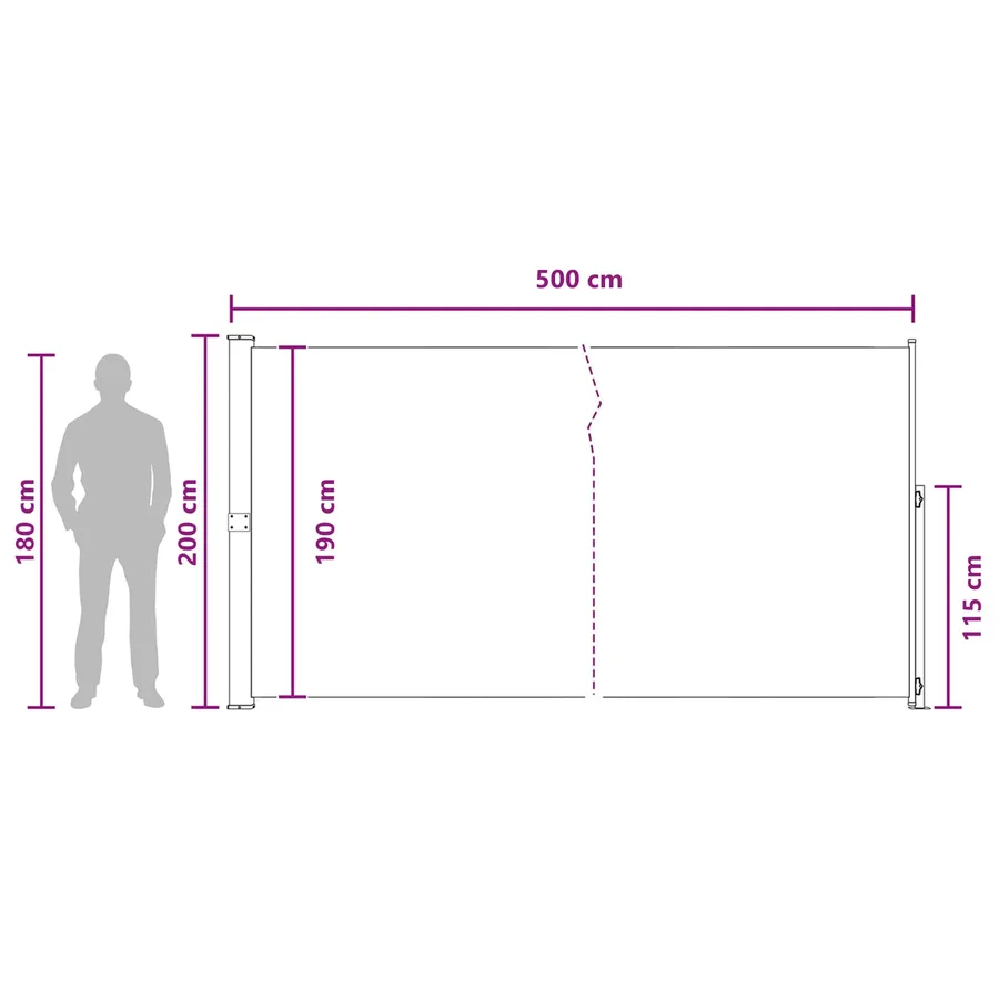 Store latéral rétractable 200 x 500 cm 100% polyester fer acier - 7