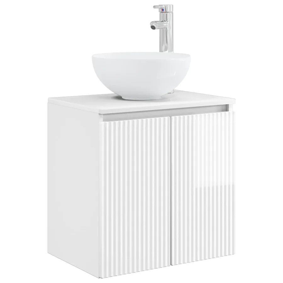 Vanité de lavabo mural Blanc brillant 49,5 x 35 x 63 cm - 2