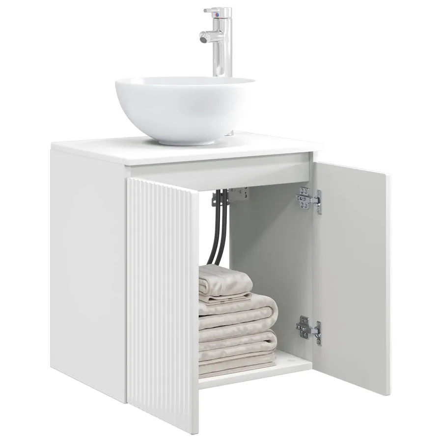 Vanité de lavabo mural Blanc brillant 49,5 x 35 x 63 cm - 3