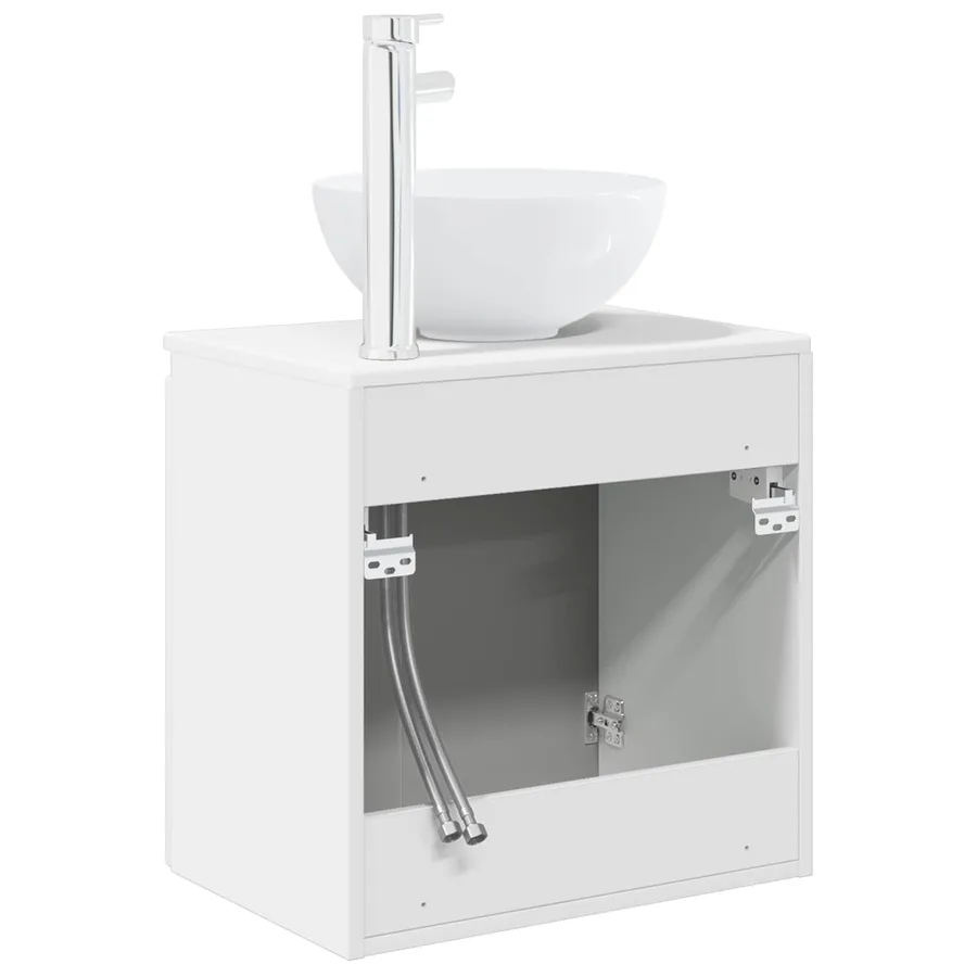 Vanité de lavabo mural Blanc brillant 49,5 x 35 x 63 cm - 5