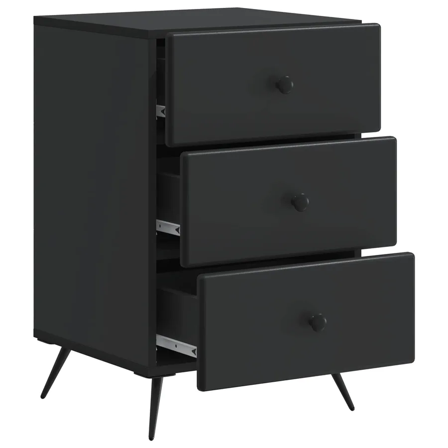 Cabinet de chevet Noir 43 x 41 x 66,5 cm Bois d'ingénierie - 4
