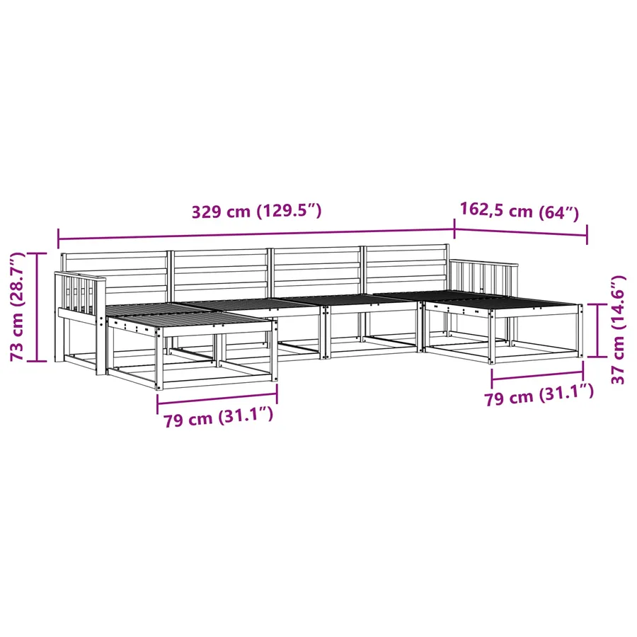 Ensemble de canapés d'extérieur 6 pcs Naturel - 8