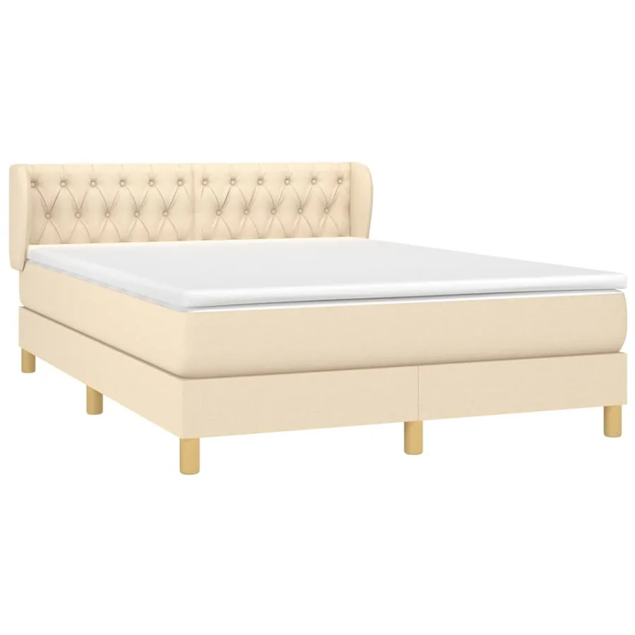 Sommier à lattes de lit avec matelas Crème 140x200 cm Tissu - 3