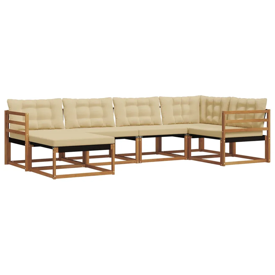 Ensemble de canapés d'extérieur 6 pcs Naturel et Beige - 2