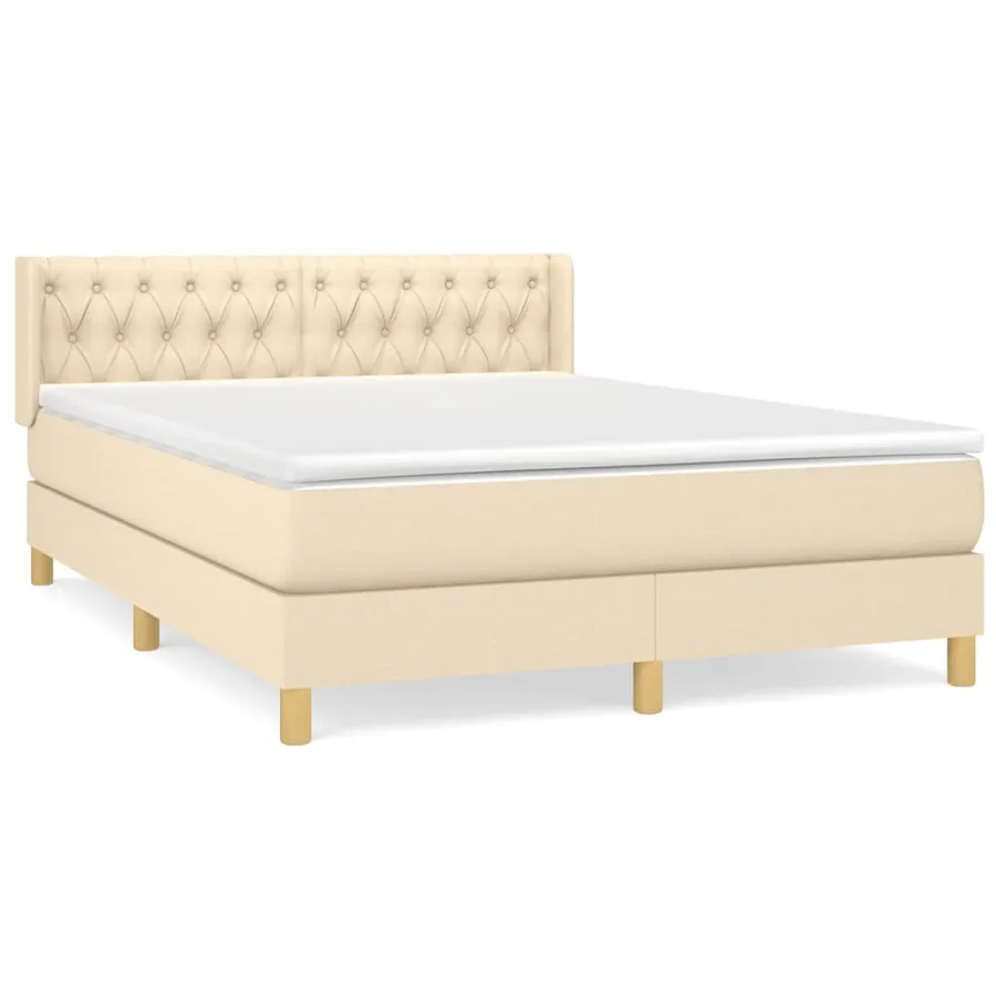 Sommier à lattes de lit avec matelas Crème 140x200 cm Tissu - 2