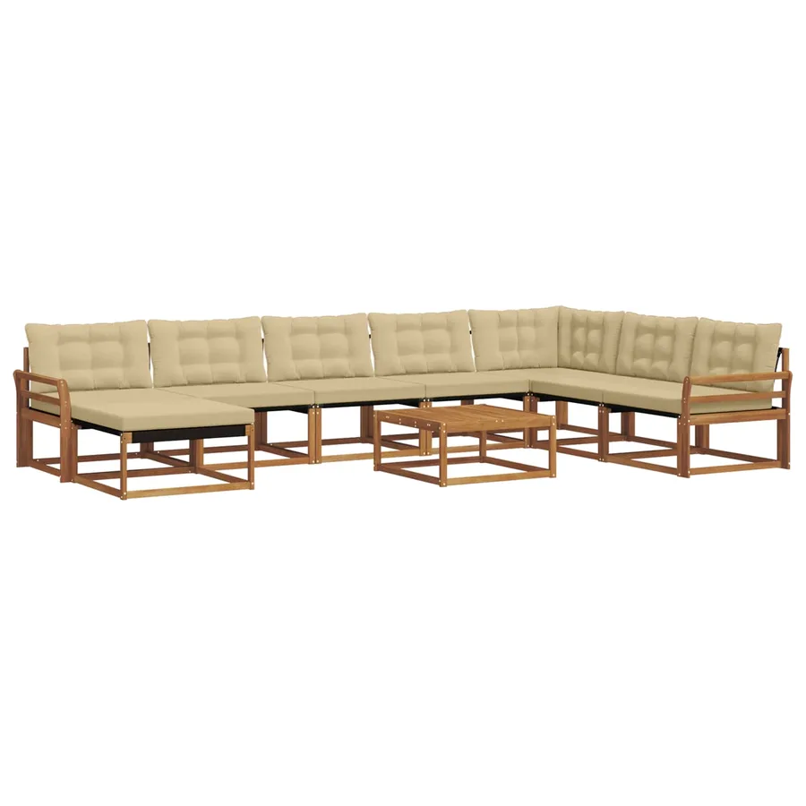 Ensemble de canapés d'extérieur 9 pcs Naturel et Beige - 2