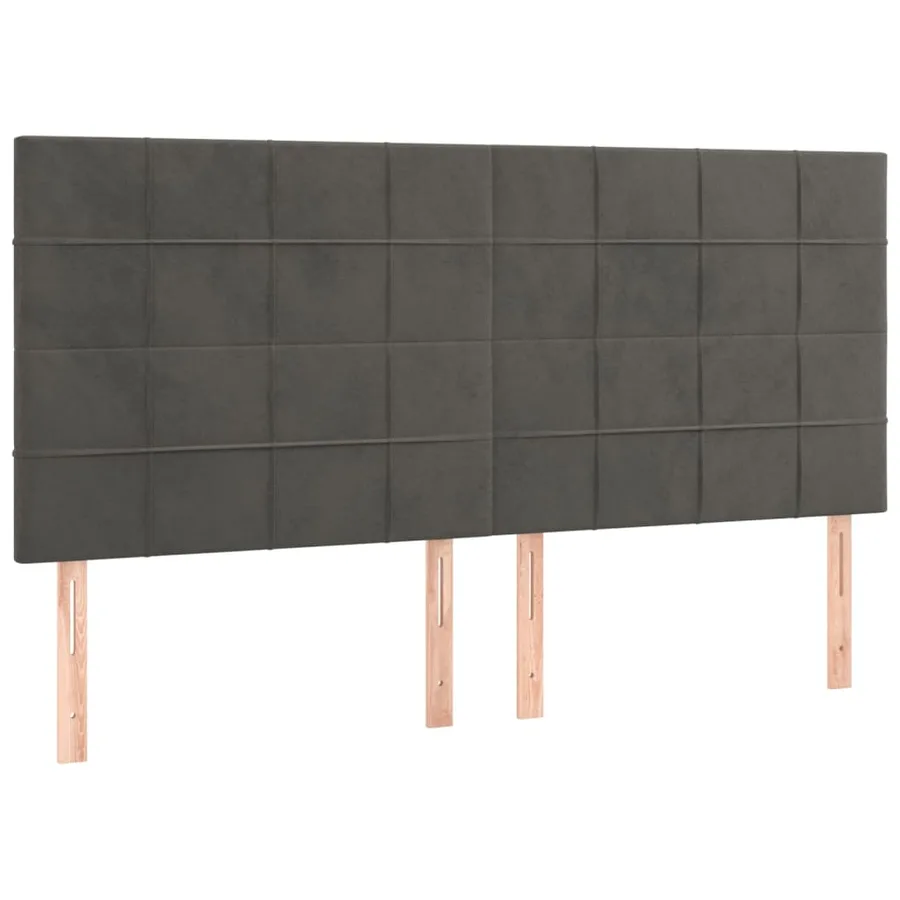 Tête de lit à LED Gris foncé 200x5x118/128 cm Velours - 4