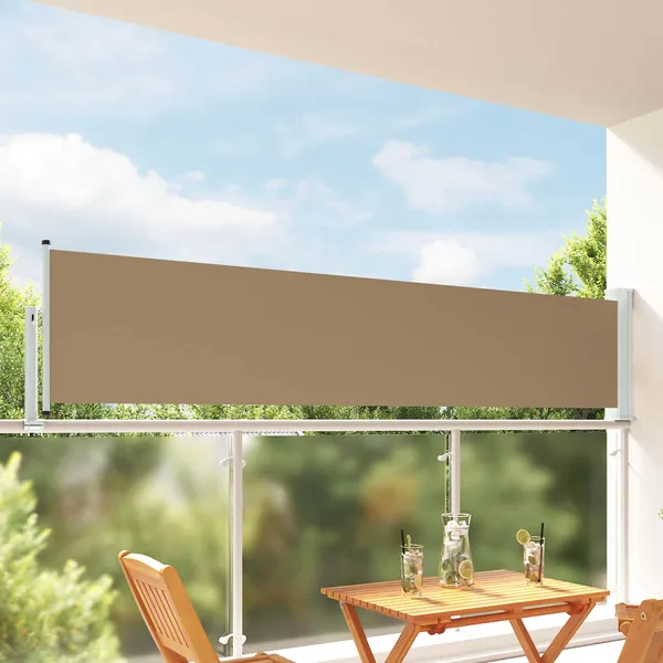 Auvent latéral 100 x 300 cm 100% polyester fer acier