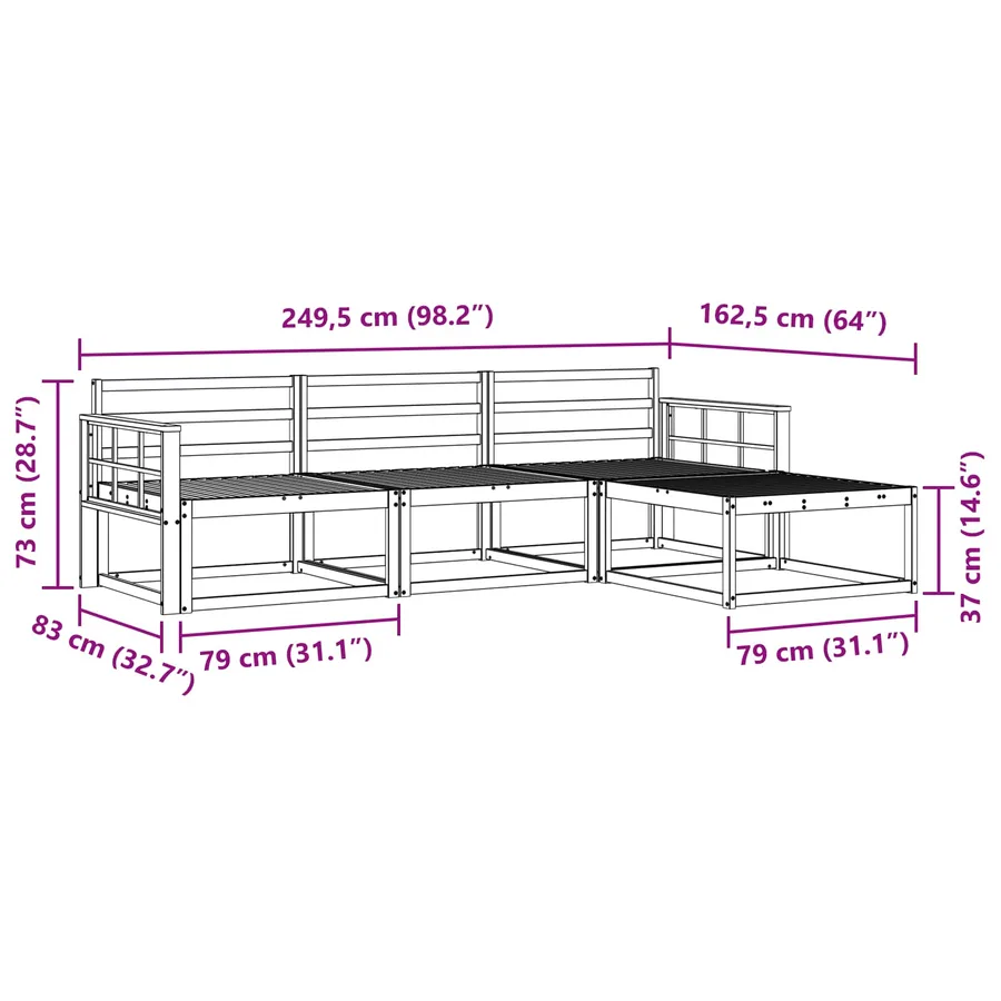 Ensemble de canapés d'extérieur 4 pcs Naturel - 8