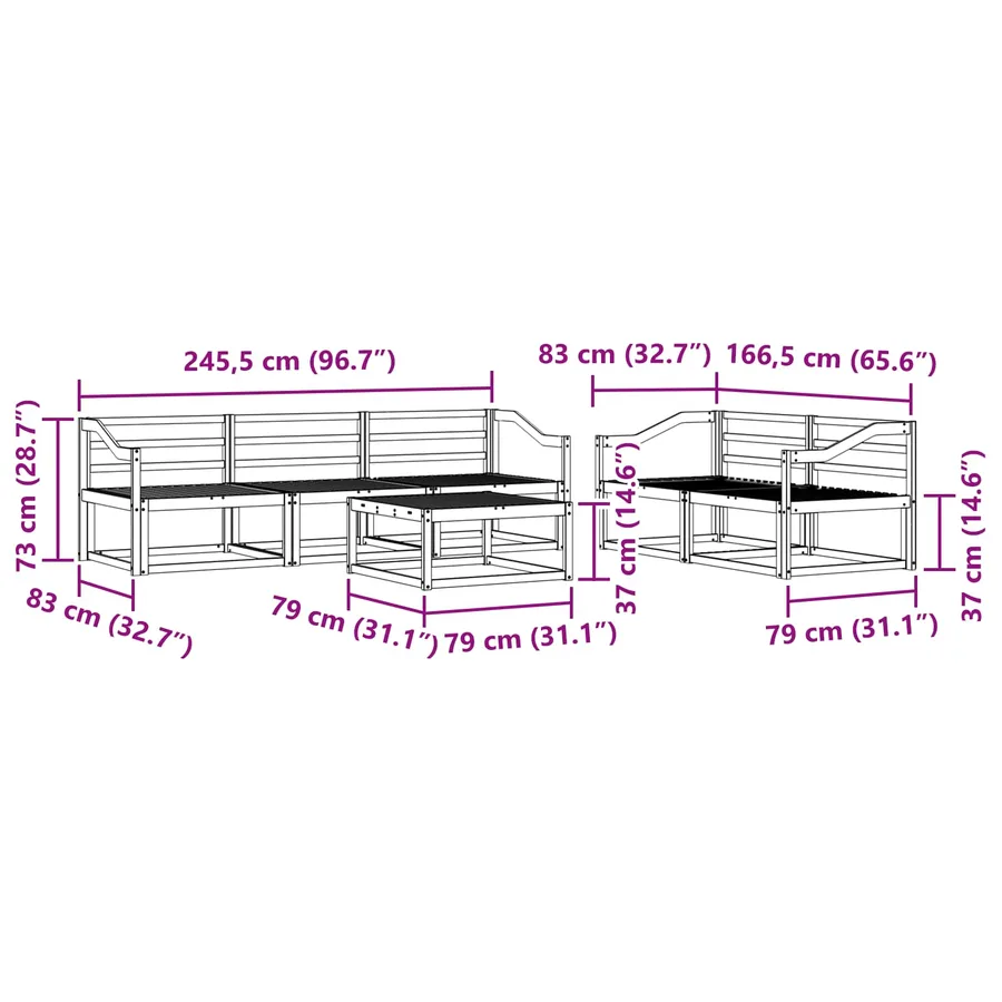 Ensemble de canapés d'extérieur 6 pcs Naturel - 8