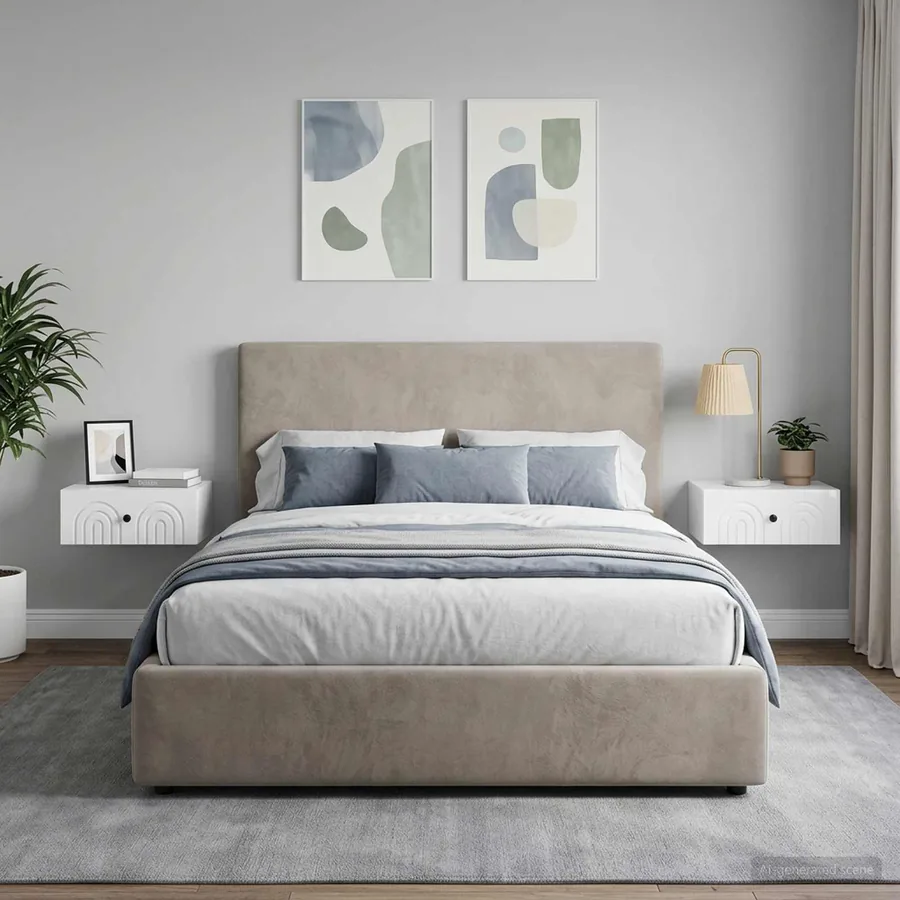 Cabinet de chevet mural 2 pcs Blanc brillant 49 x 34,5 x 20 cm