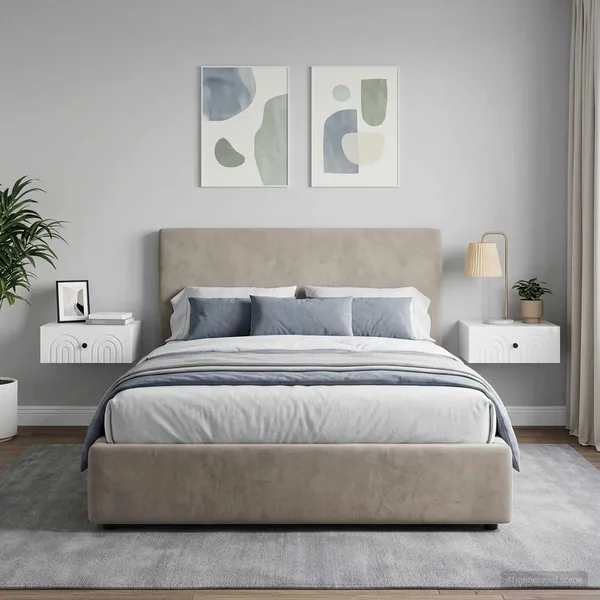 Cabinet de chevet mural 2 pcs Blanc brillant 49 x 34,5 x 20 cm