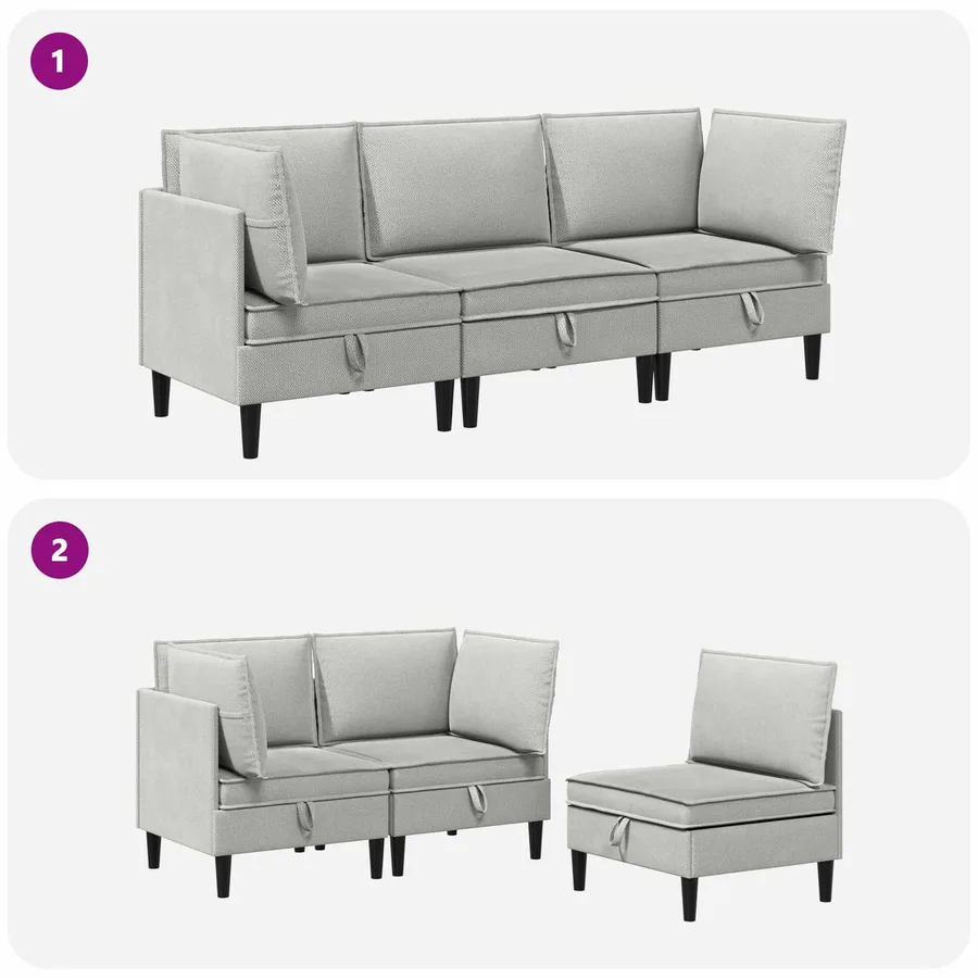 Ensemble de meubles pour le salon 3 pcs Gris clair Tissu - 10