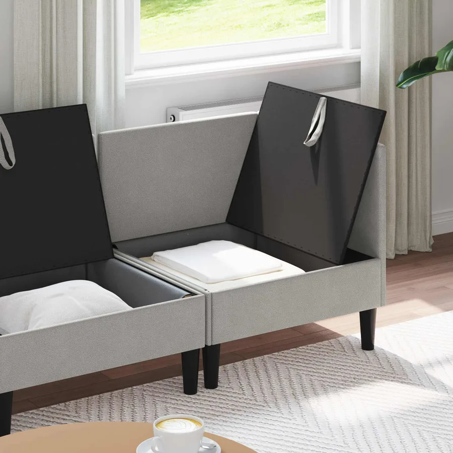 Ensemble de meubles pour le salon 3 pcs Gris clair Tissu - 3