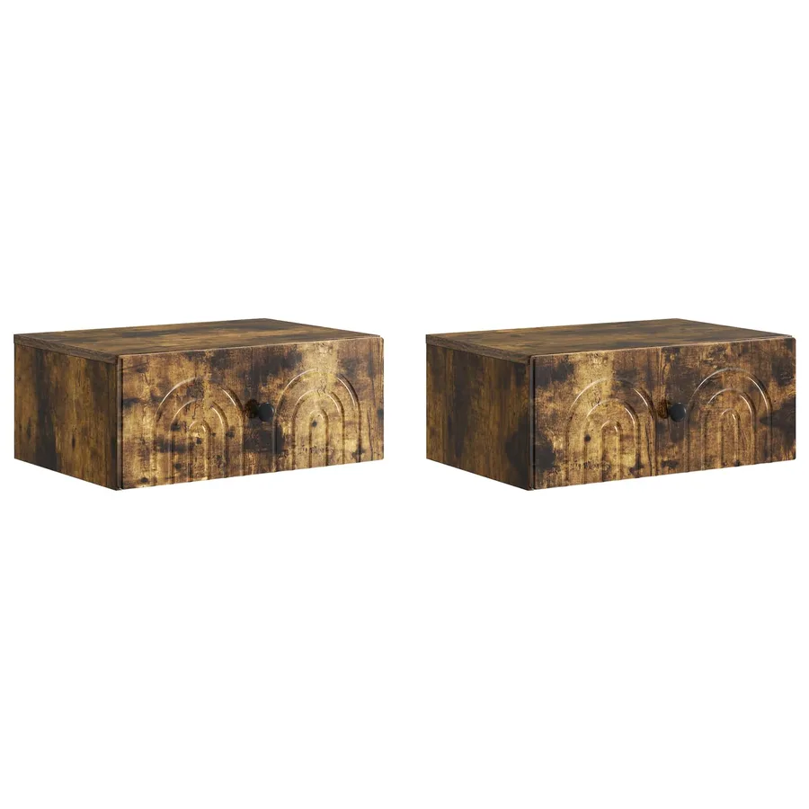 Cabinet de chevet mural 2 pcs Chêne fumé 49 x 34,5 x 20 cm - 2