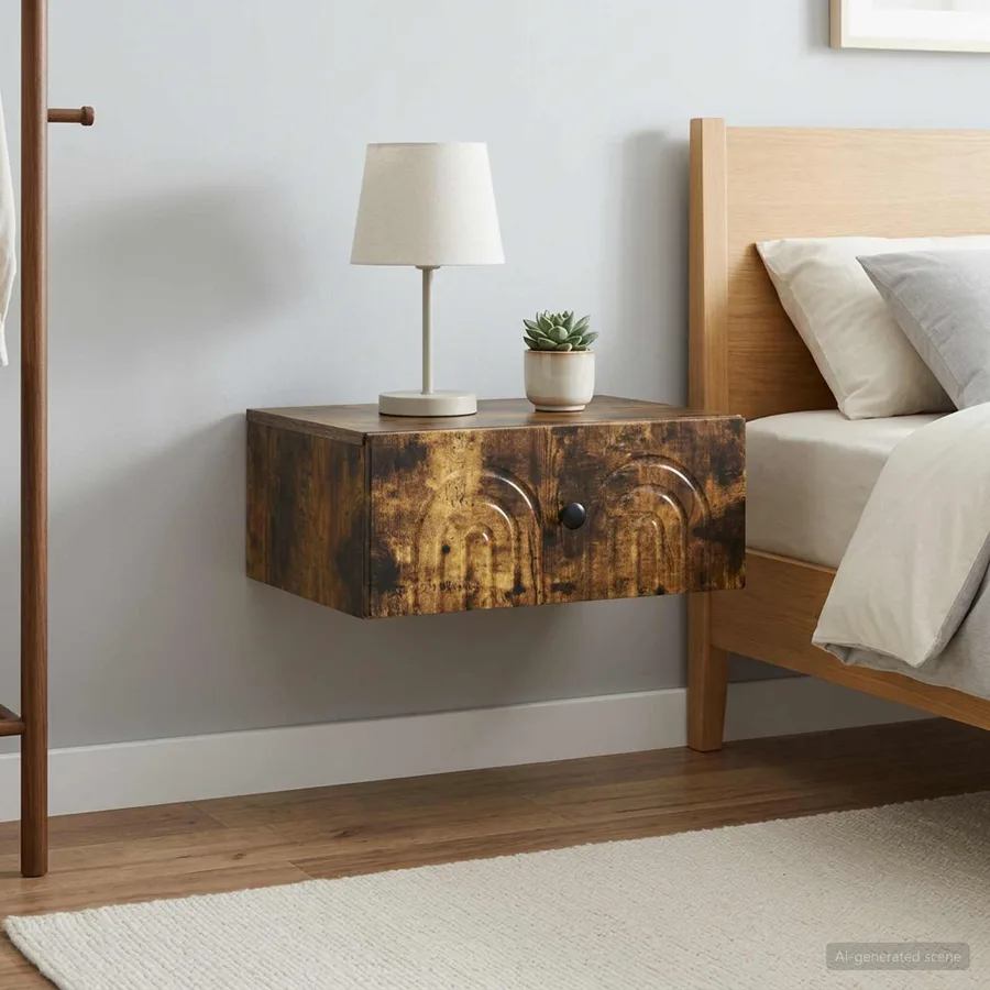 Cabinet de chevet mural 2 pcs Chêne fumé 49 x 34,5 x 20 cm - 4