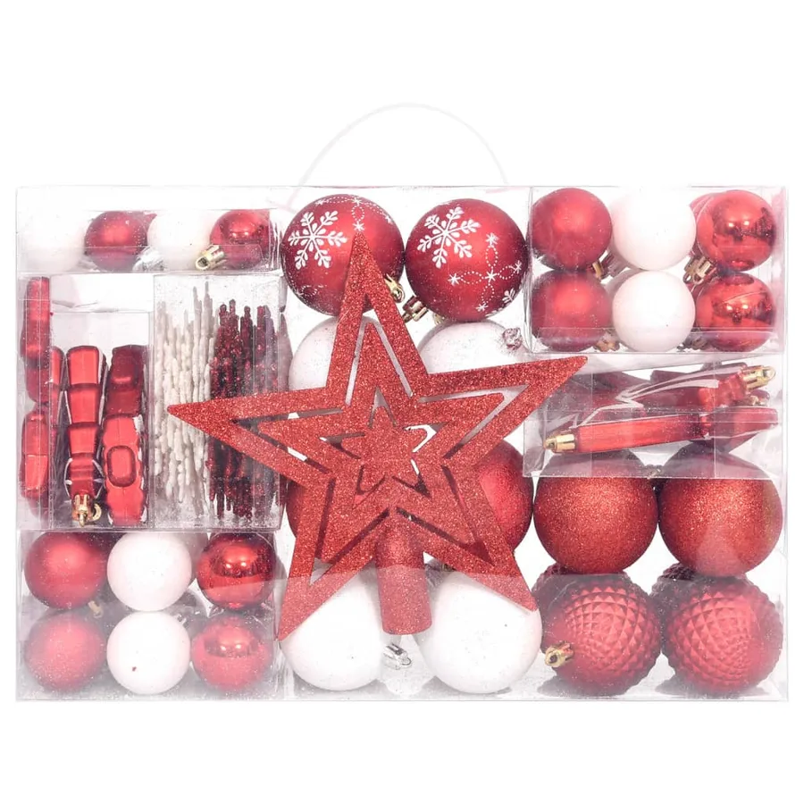 Ensemble de boules de Noël 108 pcs Rouge et blanc - 2