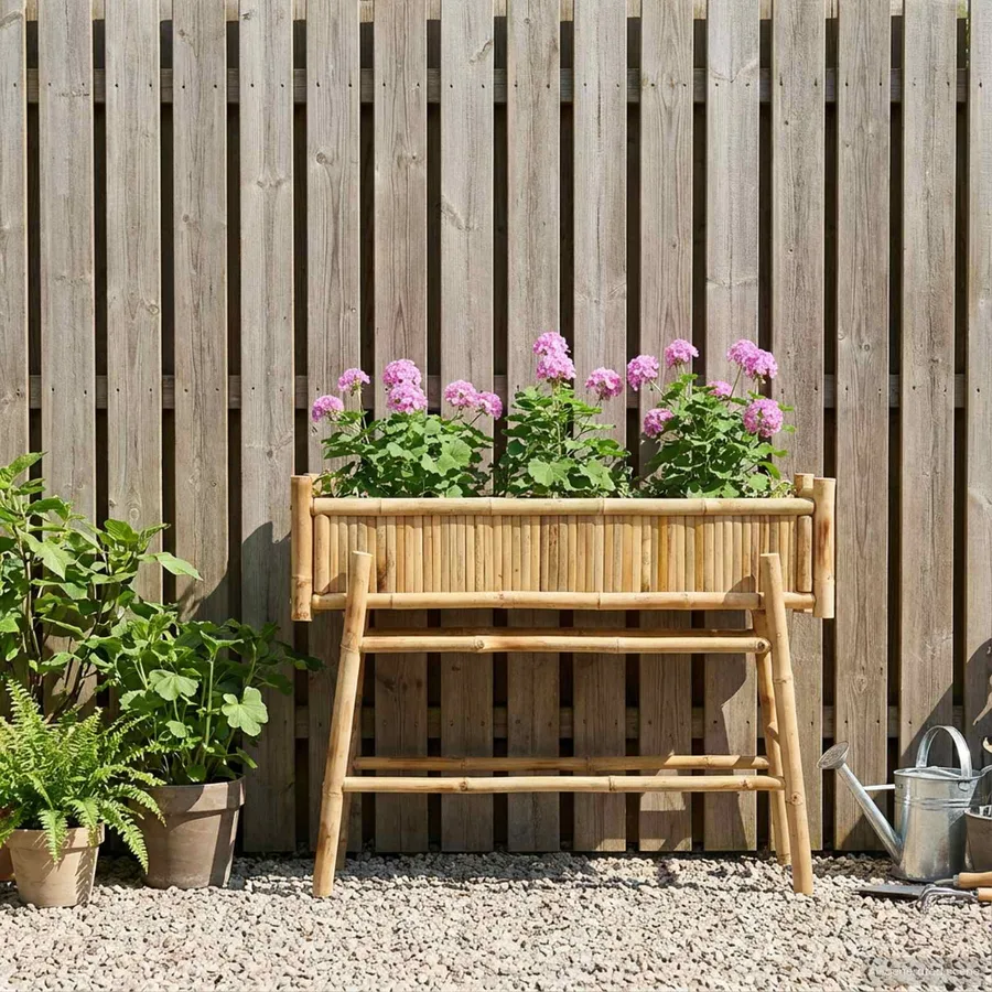 Jardinière avec support Naturel 100 x 38 x 74 cm Bambou - 3